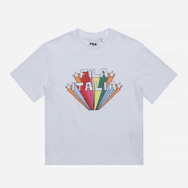 Camisetas Manga Corta Fila Niñas Blancas - Rainbow Crew Neck S/S - España 458609IVK